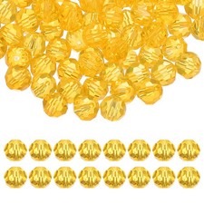 8mm Round Crystal Beads, 100 Pcs Glass Faceted Ball Bead, Yellow
