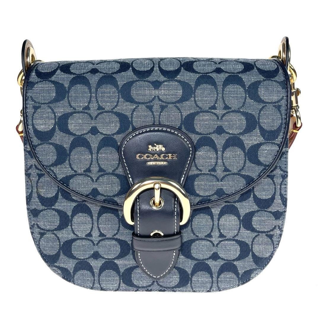 Coach 2Way Bag Signature Canvas C8514 A374 Authentic /Used++