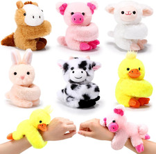 Stuffed Animal Slap Bracelets for Kids, Easter 8 Inch Animal Wrist Cute Snap Bra