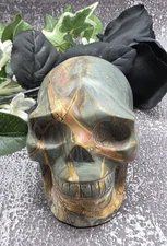 Cherry Creek Jasper Skull Carving Hand Carved Crystal Skull for Grounding, Reiki