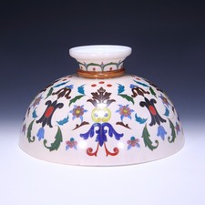 Grande paralume a petrolio in vetro smerigliato - Boemia 1900 circa - Ø 43 cm