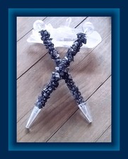 IOLITE WAND With Silver and Quartz Point, Chakra Wand, BLUE IOLITE Crystal Wand
