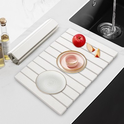 Large Stone Dish Drying Mat for Kitchen Counter, 24'' x 16''Fast Dry Stone Mat,...