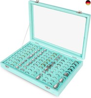 Frebeauty Ring Organizer Tablett - 100 Slots Halter Mit Klarem Deckel, Samt