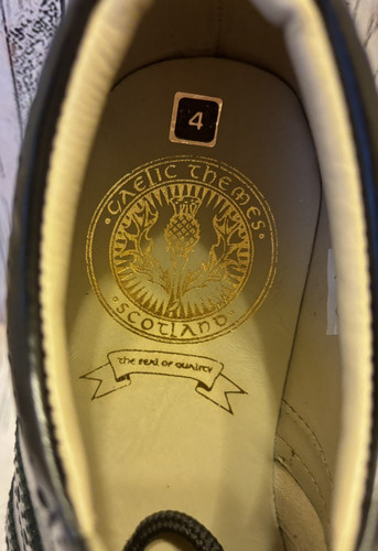 NEW GAELIC THEMES GHILLIE BROGUES ENDRICK SHOES OXFORD BLACK SIZE 4 - Picture 5 of 8
