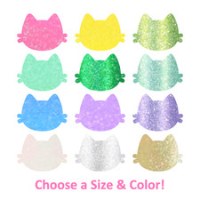 Glitter Cat Stickers - 0.4 to 4 inch - Choose a Size and Color