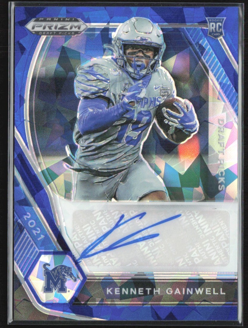 Kenneth Gainwell 2021 Panini Prizm Draft Blue Ice RC Auto #DPA-KGA Memphis