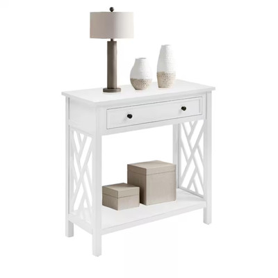 Coventry 32 In. White Standard Rectangle Wood Console Table with Drawer