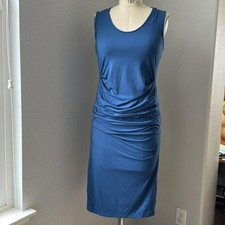 Ingrid And Isabelle Maternity Dress Blue Ruched Sleeveless S