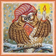 Bead Embroidery Kit "Owl" Beaded Stitching Beadwork