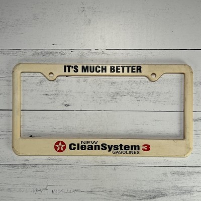 Vintage Texaco License Plate Frame It's Much Better Clean System Gasoline
