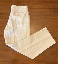 Vintage Polo Ralph Lauren Linen Silk Blend Pants Mens 36x30 Beige Preston Fit