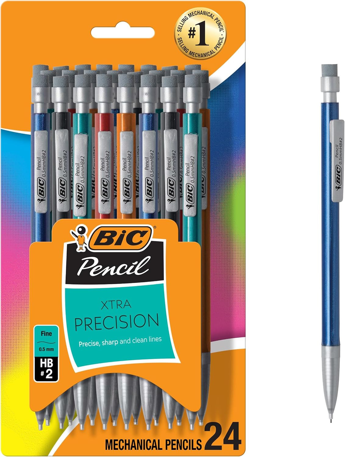 S With Erasers, Fine Point (0.5mm), 24-count