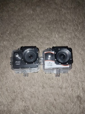 Action Camera Bundle 2 Cameras, SD Cards, Water-Proof Case Please Read