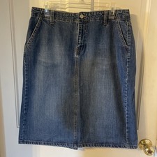 Gap Denim Skirt Size 10 Blue Washed 100 Cotton Knee Length Casual
