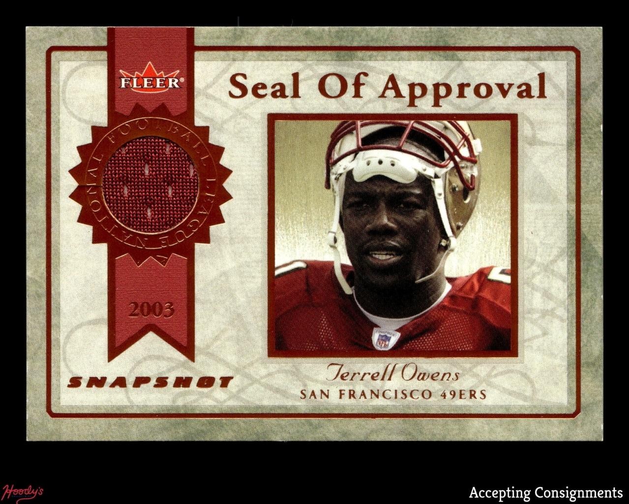 2003 Fleer Snapshot Seal of Approval Bronze Terrell Owens GAME-USED JERSEY /375