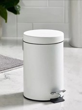 Pedal Bin White Metal 3L Bathroom Charles Bentley Home