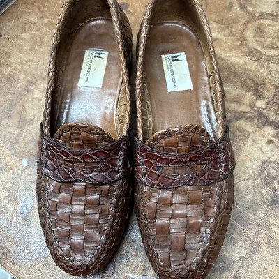 Moreschi Men s Shoes Braided Italian Leather Brown Penny Loafers US Sz 8 EUC