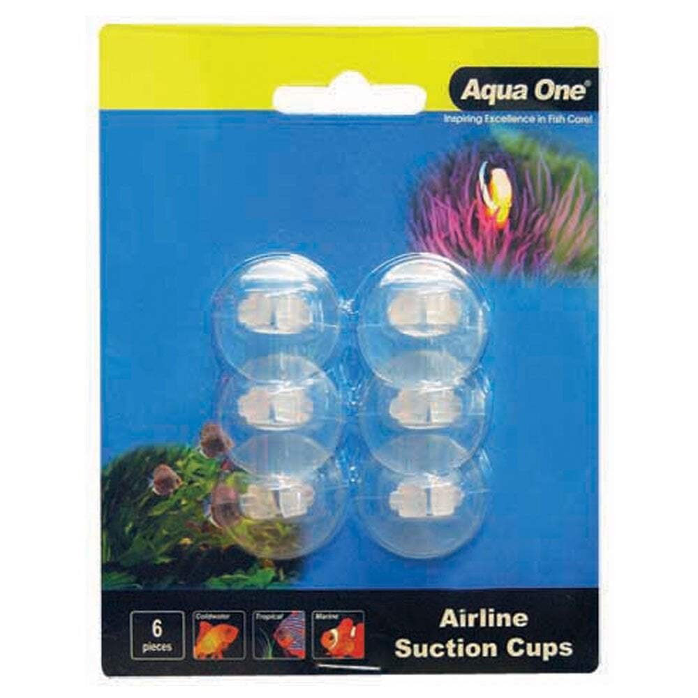 Aqua One Aquarium Fish Tank Air Pump Airline Suction Cups (6pk)