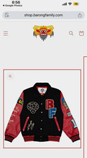 Barong Family Men’s Black/Red Varsity Jacket Snap Front Embroidered Logo Size M