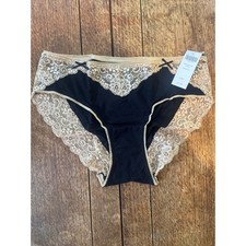 Soma Embraceable Lace Hipster in black soft tan L underwear panty