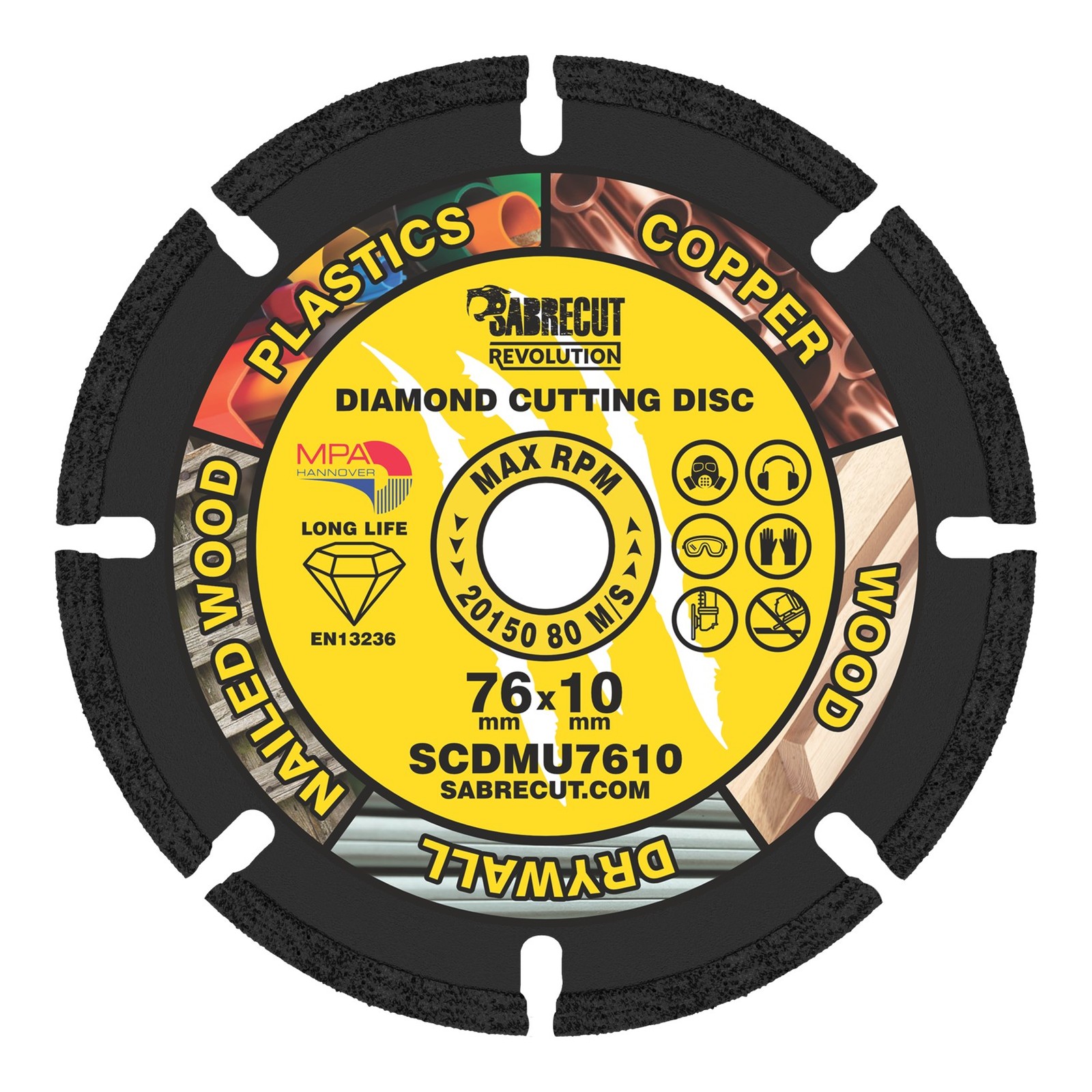 SabreCut 76mm Vacuum Brazed Multi Material Cutting Diamond Disc for Grinders