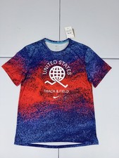 NIKE Miler Team USA Dri-Fit Track  Field Running Shirt Blue FJ3411 Pick Size