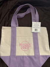 Trader Joe’s Mini Pastel Purple Canvas Bag Tote Limited 2025 Edition NWT