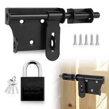 Gate Latch Bolt Lock, Stainless Steel Door with 4 ONE SIZE, Black 