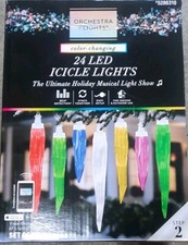 Gemmy Orchestra of Lights 24 LED Icicle Lights Color Changing Musical Lightshow