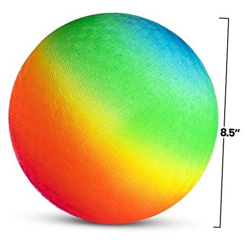 Rainbow Playground Balls - 8.5Inch (Pack of 4) Rubber Bouncy Inflatable Balls