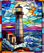 Lighthouse Diamond Art Kits for Adults,DIY 5D 12 inches by 16 inches, QD881 