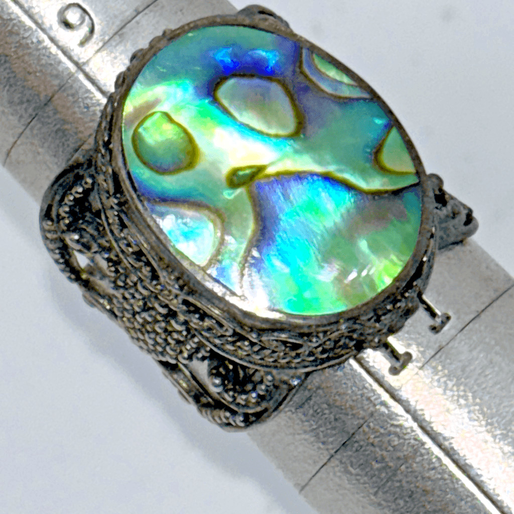 925 silver abalone shell statement ring large int… - image 5