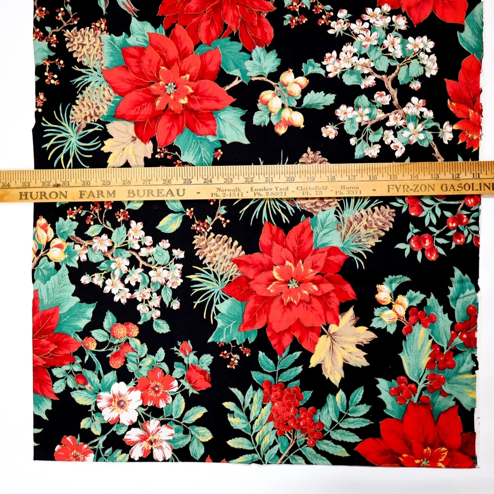 Cotton Quilting Fabric Concord Kessler Red Poinsettia Apple Blossom Christmas - Image 3 of 3