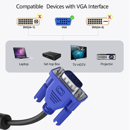 VGA SVGA Cable Male to Male LCD PC TV VGA Cable - Picture 3 of 3