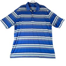 Nike Golf Mens L Dri-Fit Blue Striped Pullover Polo Shirt Short Sleeve 417500