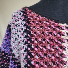 Small/Petite Bonnie And Bill New Yrok Multi-Color Chenille Sweater 3/4Raglan