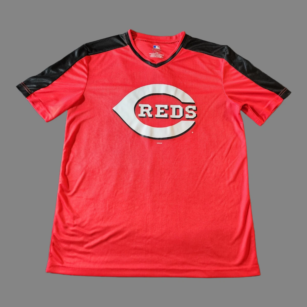Cincinnati Reds Jersey Feel Short Sleeve V Neck T Shirt Baseball MLB Red Size L