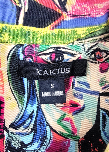 Vintage Kaktus Jacket All Over Print Picasso Abstract Wearable Art Coat Size S - Picture 11 of 15