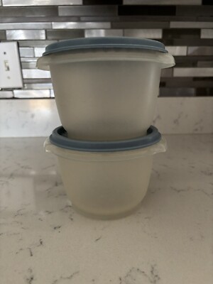 Vintage Tupperware Container Servalier Blue Starburst Lid Bowls Set Of 2
