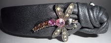 LUPITA HAPACHICO Vintage Headband Handmade Gray Dragon Butterfly Rhinestones