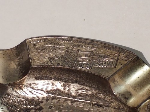 Vintage Embossed/ Stamped Silver Tone Metal Ashtray "Souvenir Of San Francisco" - Picture 6 of 12