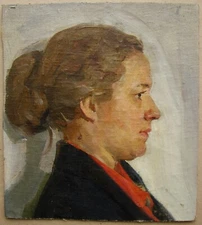 Ukrainian Soviet USSR Oil Painting impressionism realism female portrait woman