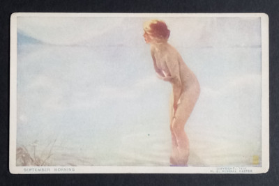 September Morn Artist Paul Emile Chabas Risque Postcard 1913 French Painter UNP