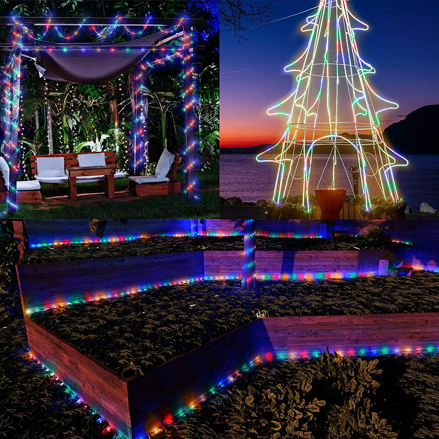 图片 45 - 太阳能绳管灯 100 LED 33ft 条防水户外景观照明