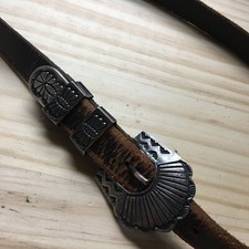 Vintage / Antique genuine leather belt w/ Sterling Silver Buckle hardware 35"L