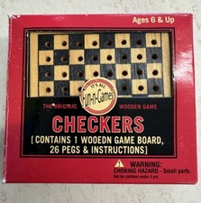 New Wood The Original Checkers Wooden Game Mi...