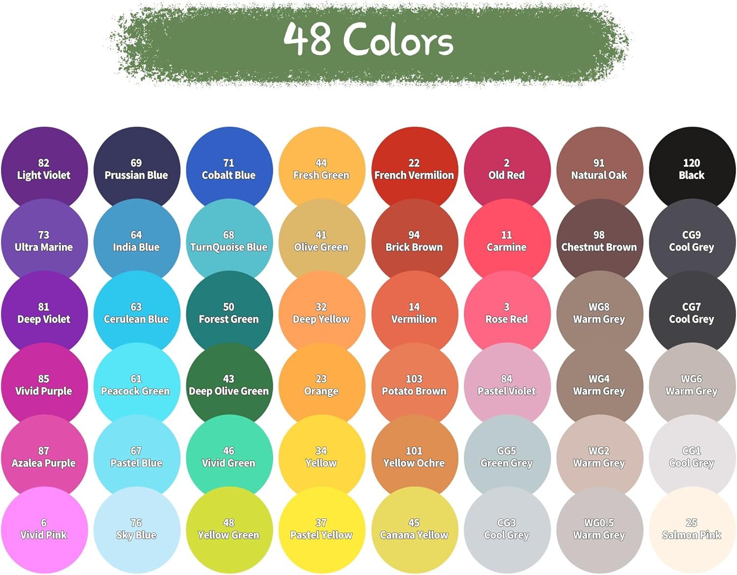 48-Color Dual Tip Art Markers for Drawing & Coloring - Fine & Brush Tips-image