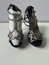 Odeon Ladies Silver High Heel Shoes Size UK 6 EU 39