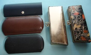 5 Eyeglass / Sunglasses Cases Hard Shell Felt Lined Abstract Fall Leaves Antique